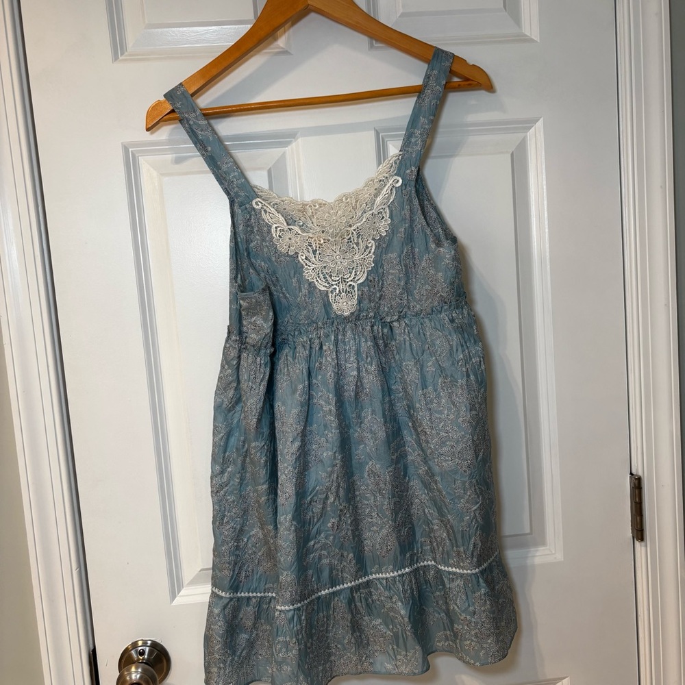 NEW Anthropologie Lace Cami Top S Blue White Y2K Lingerie Intimates Going Out